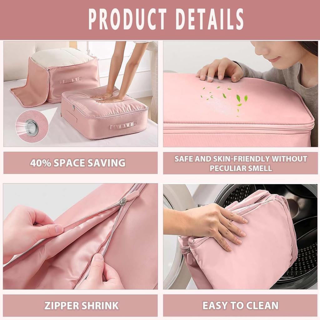 Ultra Space Saving Self Compression Organizer, Compression Bags for Storage, Space Saving Compression Moving Organizer Bags with Zipper, Compression