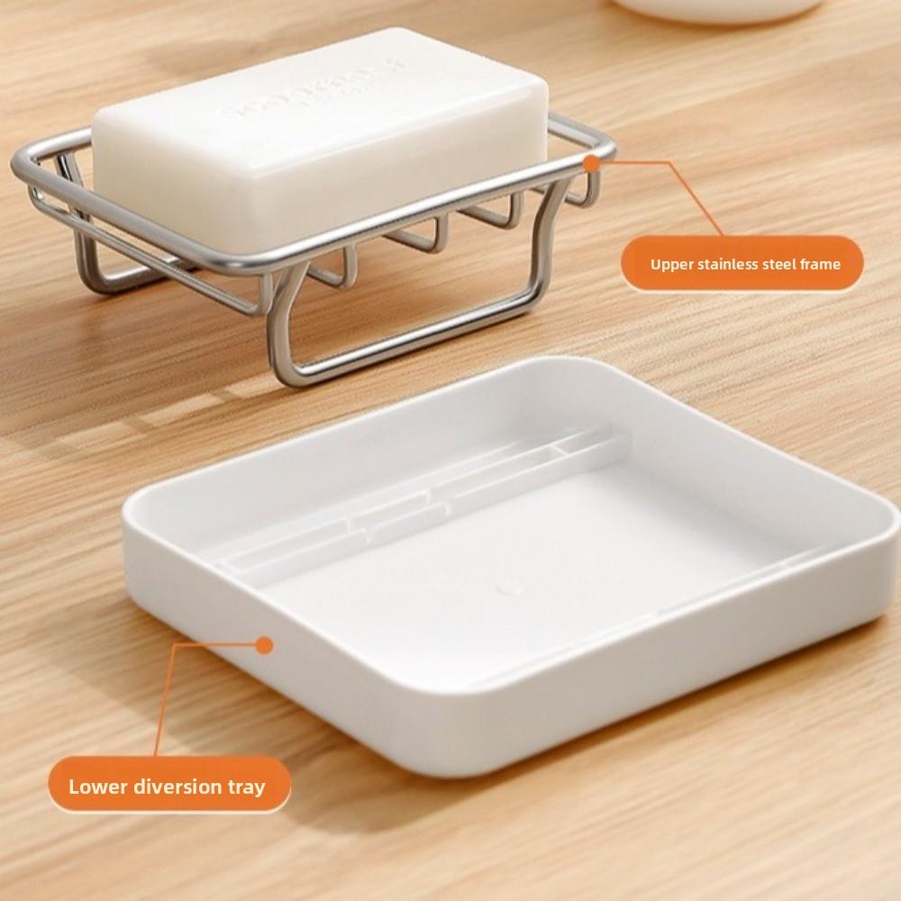 Stainless Steel Double-Layer Soap Box Rustproof Soap Storage Box Convenient Soap Drain Box  Hotel