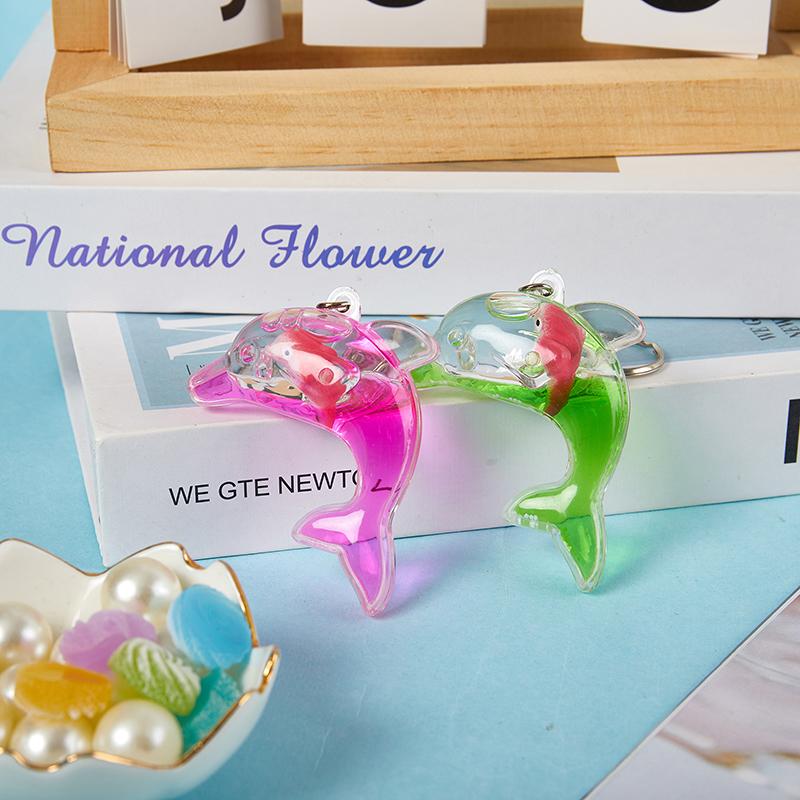 Kawaii Delphin Schlüsselanhänger für Autoschlüssel, schwimmende Flüssigkeit, süßer Wal, Ozean-Anhänger, Zubehör, Schlüsselanhänger, Damen, Taschenanhänger