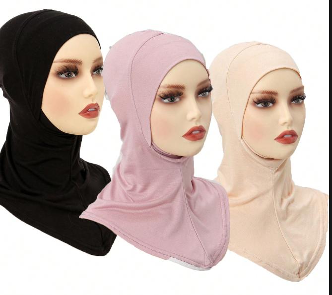 3PCS Muslim Inner Cap Hijab For Women Solid Underscarf Hijab Undercap Scarf Turban Hat Islamic Hijabs Ready To Wear Headcover