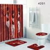 Exotic Bathroom Shower Curtain Floor Mat Toilet Cover Foot Mat Four-Piece Pattern
