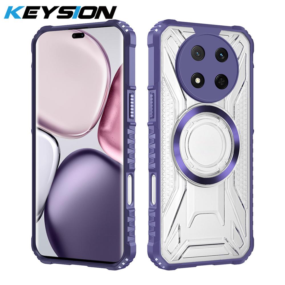 KEYSION Transparent Magnetic Case for HONOR X9c 5G Silicone+PC Heavy Duty Shockproof Phone Cover for Huawei Honor Magic 7 Lite 5G