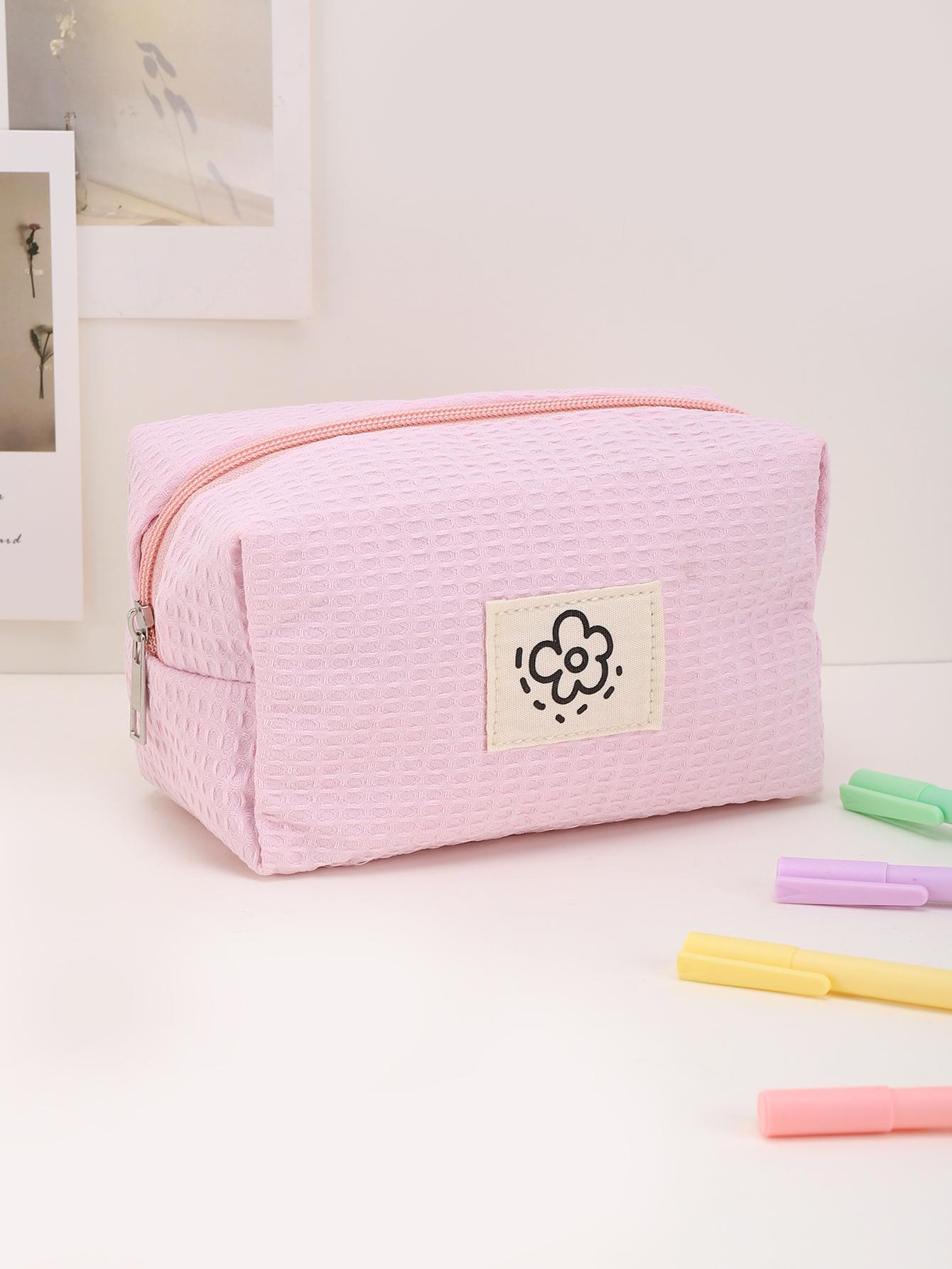 

Waffle Fabric Pencil Case Back-To-School Pencil Pouch Stationery Organizer Office School Officesupplies Kawaii Pencil Cases