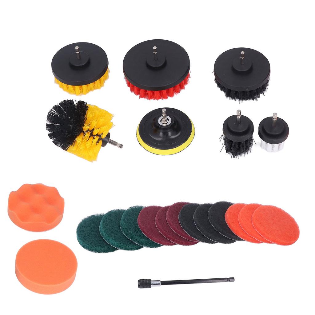 22pcs Drill Brush Attachments Set Multipurpose Power Scrubber Cleaning Kit for Bathroom Kitchen Car