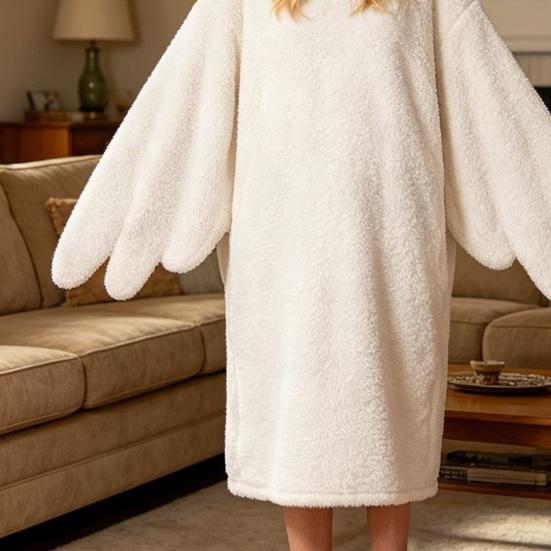 1 set Gåsfiltshoodie, Unisex Tecknad Pyjamas Set, Överdimensionerad Mjuk Varm Bodysuit med Gul Näbb Design, Vinterfest Sovkläder för Vuxna Barn
