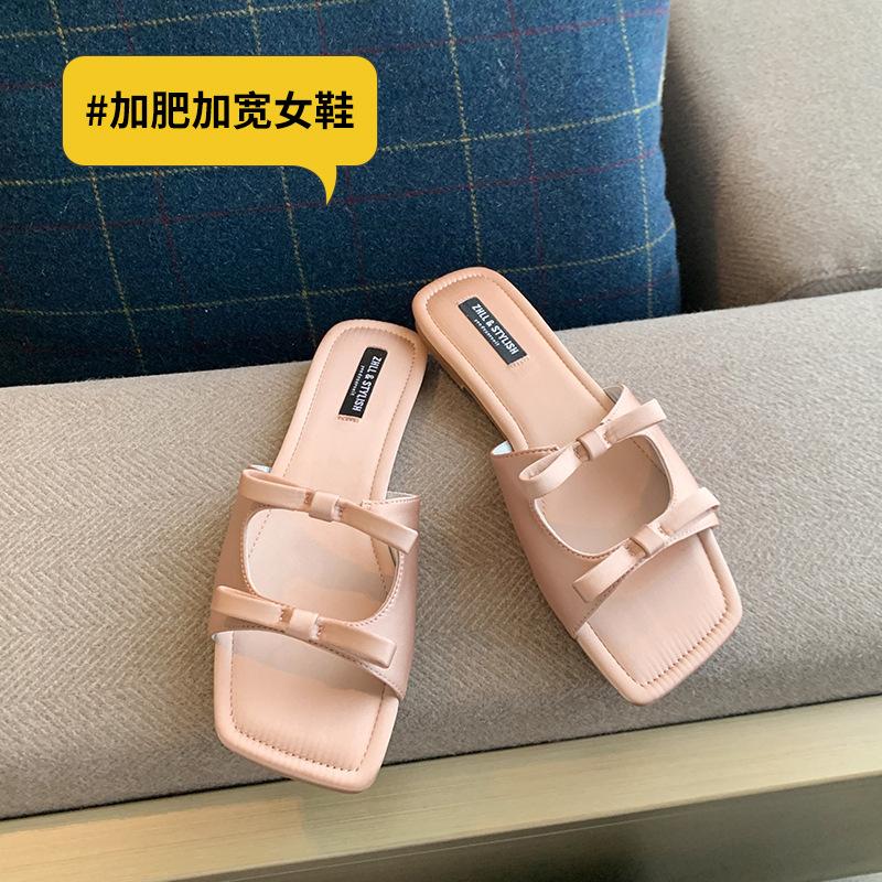 Sandals Women's Summer Wear Flatsoled Cool Slippers Silver Beach Shoes Wide Feet Fat Feet Large Size Women's Shoes