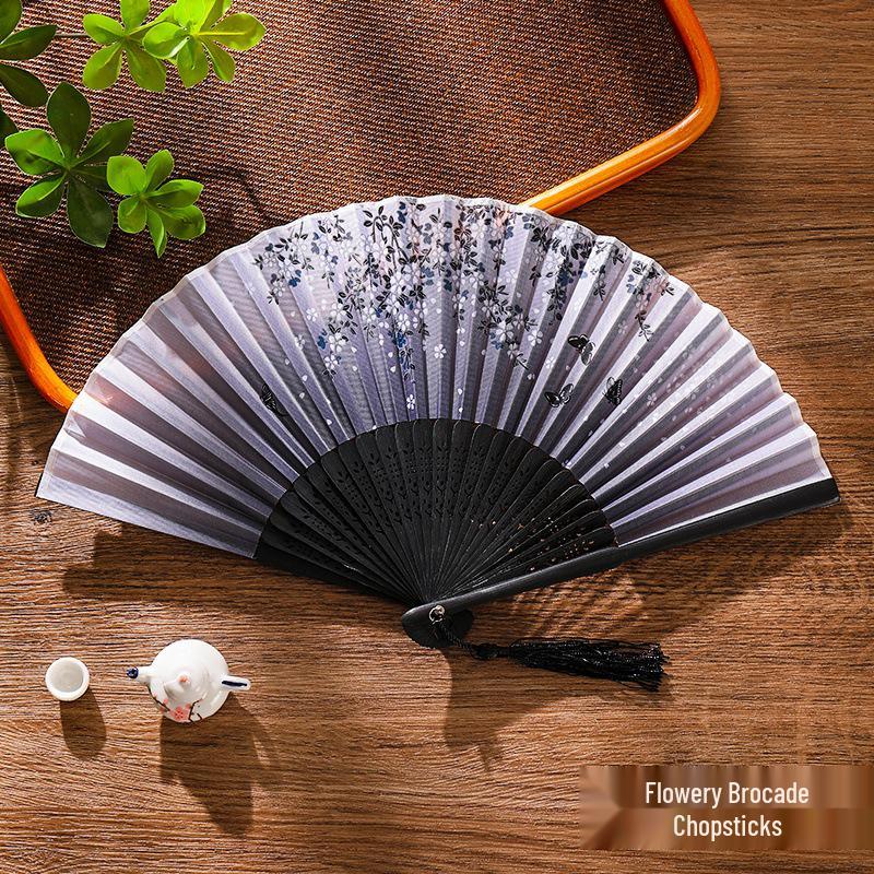 Chinese-Inspired Folding Fan: Ancient Style for Women, Children, and Students - Perfect for Hanfu, Cheongsam Dances, and Portable Summer Use.