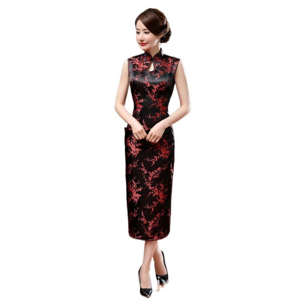 Floral Print Cheongsam Dresses Chinese Style Traditional Clothing Chinese Qipao  Evening Dress