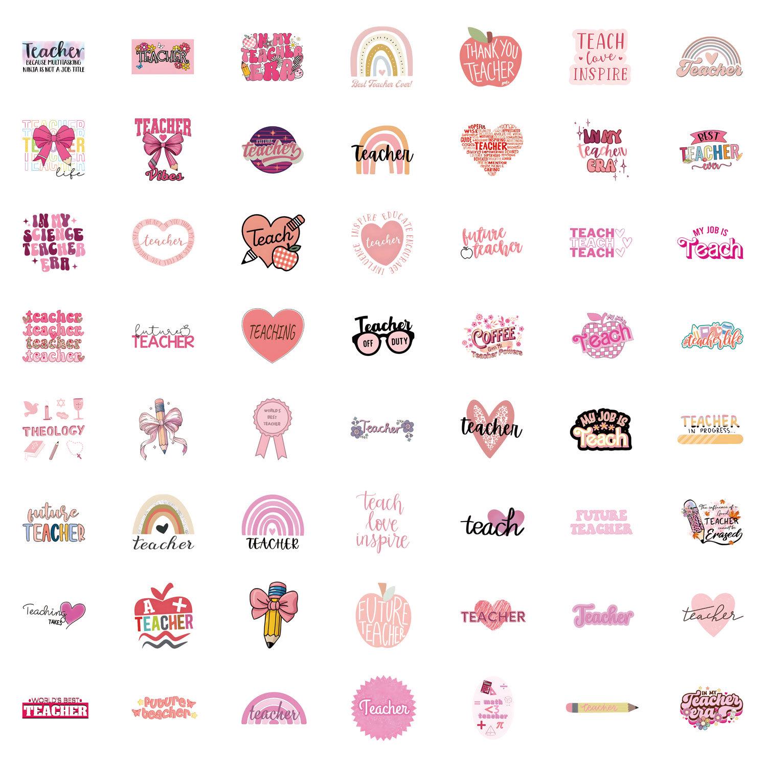 

60-Pack Teachers Day Stickers: Waterproof Decals for Stationery, Planners, and More