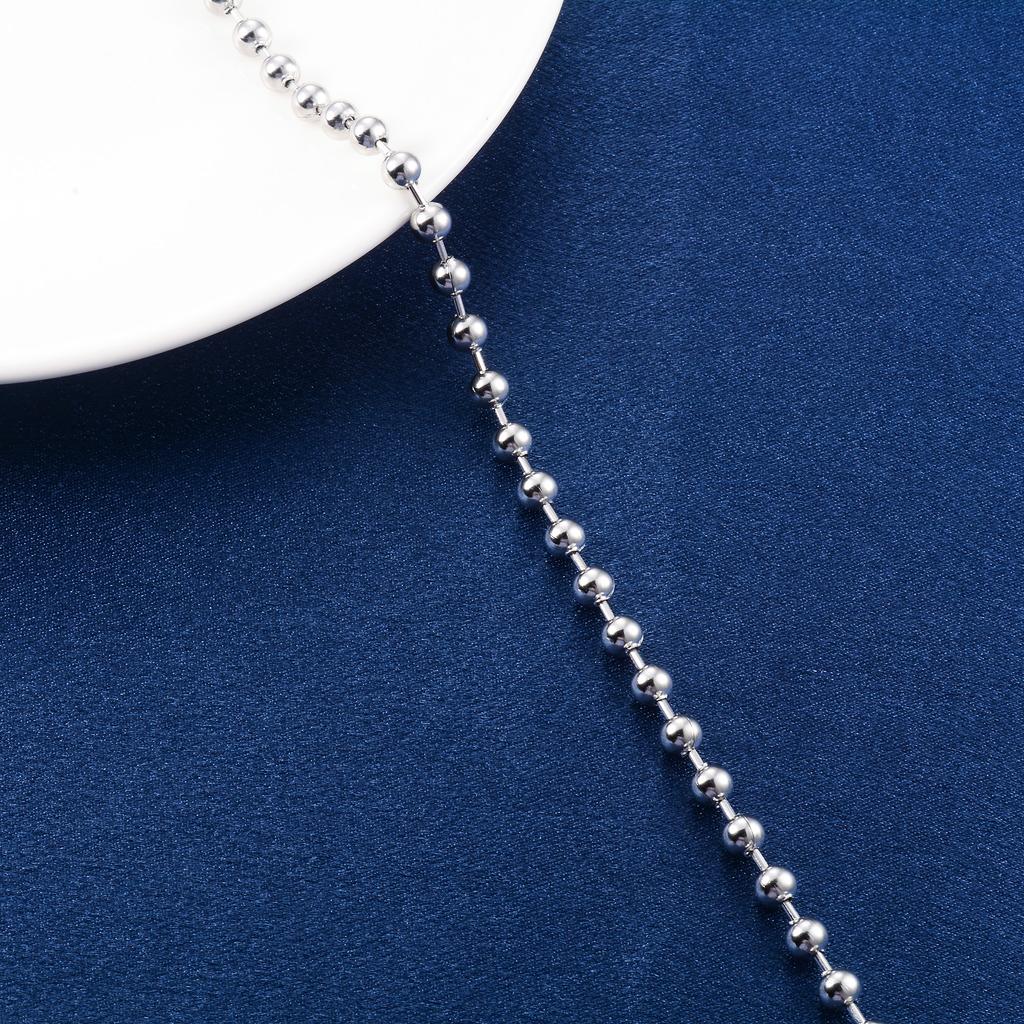 Round Necklace Ball Rolo Link Bead Chain Stainless Steel Choker for Women Men Jewelry Accessories on Neck Collarbone Waterproof