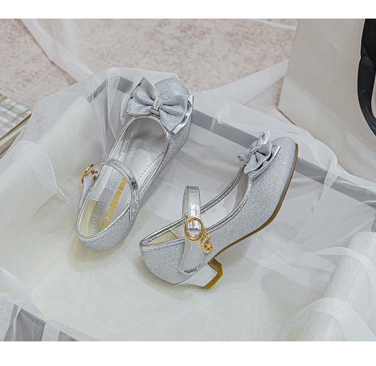 Kristall-Leder Prinzessinnenschuhe für kleine Mädchen - 2025 Frühling/Herbst High-Heel Kinderschuhe
