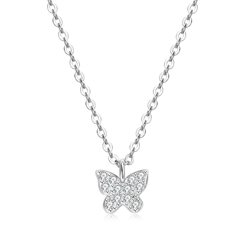 

IOGOU Delicate Butterfly Necklace Real Silver 925 1.4MM D Color Moissanite Pendant Woman s Charm Jewelry Birthday Gift