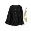 Elegant Classy Jacquard Cotton V-neck Single-Breasted Shirt! Intellectual Women's Long-Sleeved Lace Soft Comfortable Bottoming Shirt