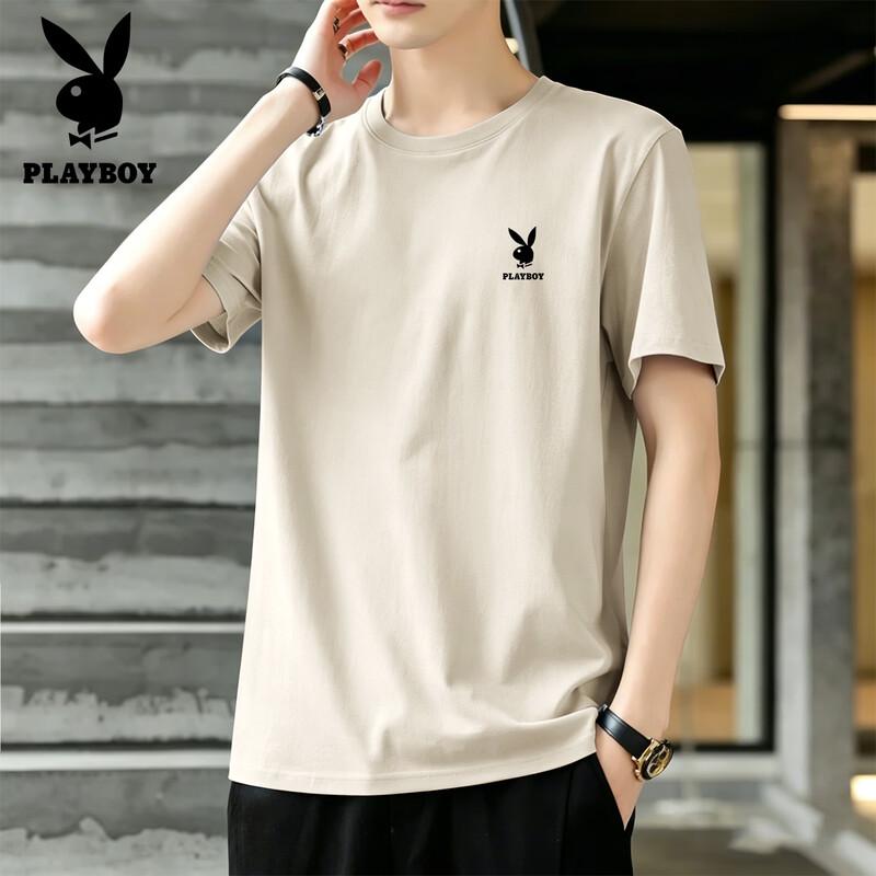 PLAYBOY Men's Pure Cotton Breathable Casual T-Shirt