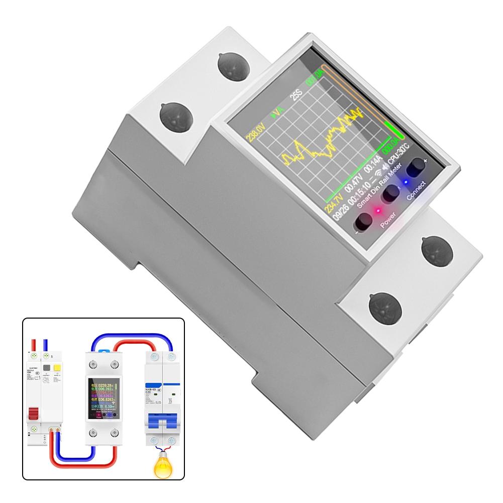 100A WIFI Rail Meter Leakage Protection Switch DIN Rail Installation