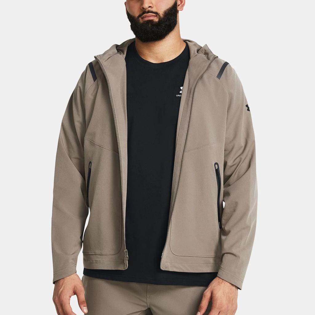 Under Armour UA Unstoppable Solid Waterproof Hooded Long Sleeve Jacket Men Jacket Khaki 1370494-200