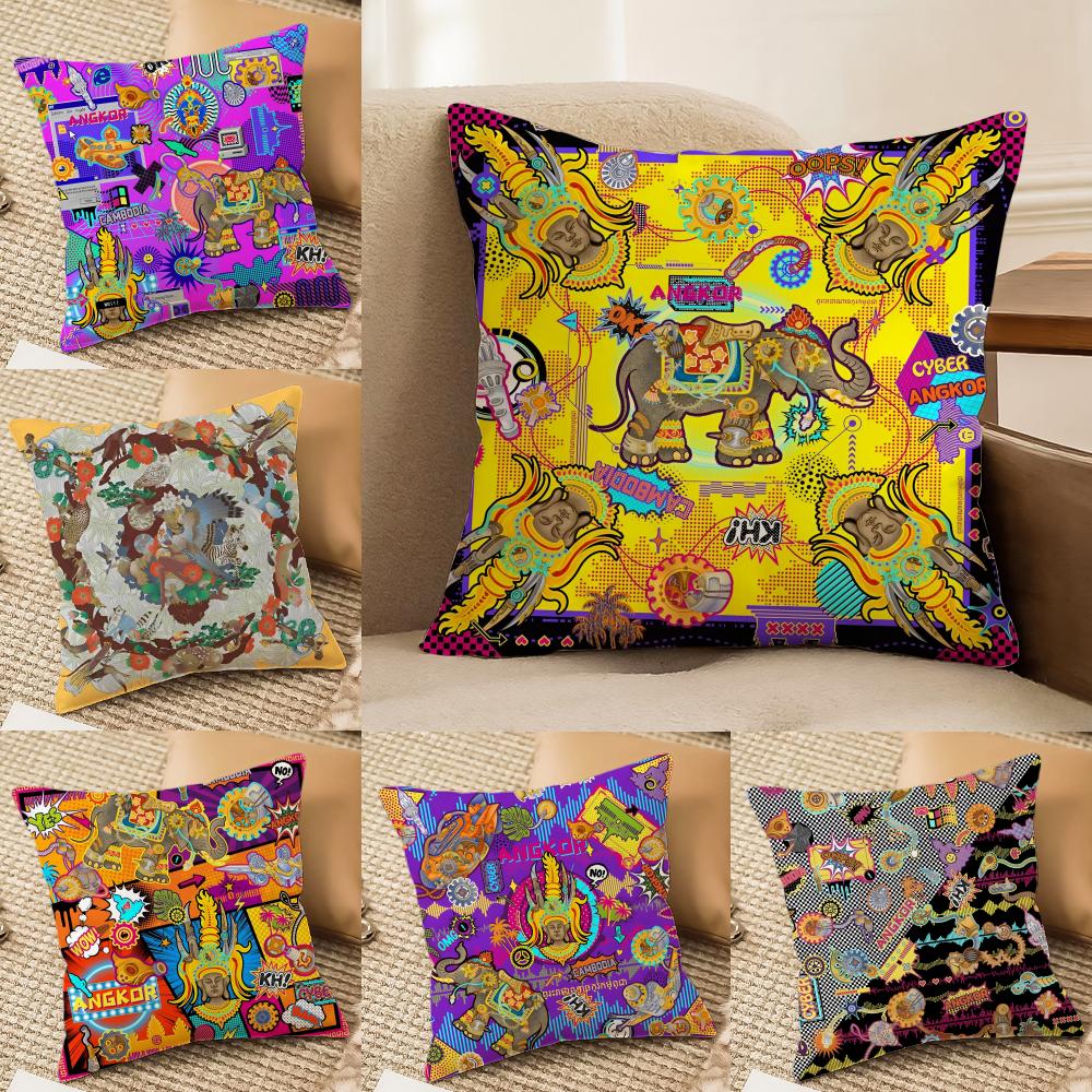 Oriental Classical Buddha Statue Print Cushion Cover Silky Elegant Comfort Sofa Bed Invisible Zipper Beach Pillowcase