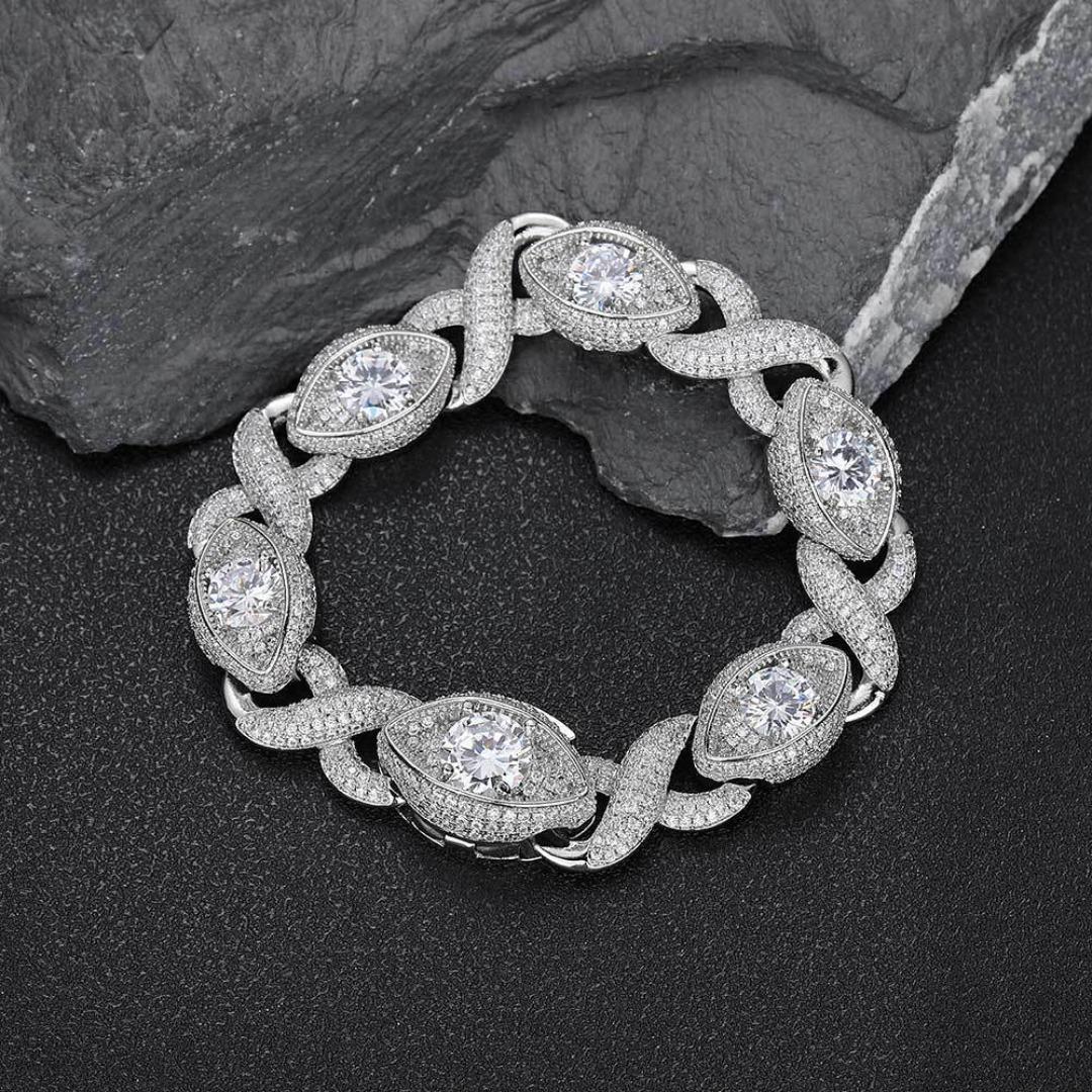 

Hip Hop Infinite Eyes 8 Character Cuban Chain Zircon Jewelry Men s Bracelets Premium Accessories bracelet 7inch (length 17.78cm)