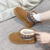 2024 autumn and winter new thick soled ethnic snow boots for women, round toe and thick cotton shoes with added fleece