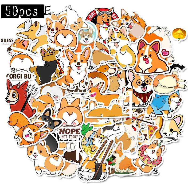10 30 50PCS Cartoon Welsh Corgi Pembroke Stickers Cute Animals Dog DIY Moto Car Suitcase Laptop Skateboard Graffiti Sticker F5