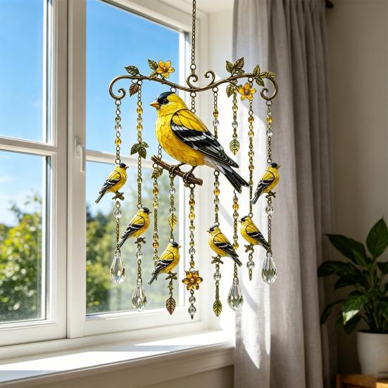 Carillons éoliens Colibri, avec Pendentifs en Cristal Carillons éoliens Métalliques d'Extérieur, Réflexion de la Lumière Arc-en-ciel Carillon éolien Durable pour la Décoration de Jardin et de Cour