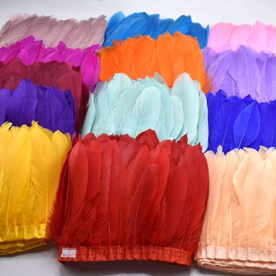 10Meters/Lot Natural Goose Feathers Trimmings Fringe For Needlework Sewing Clothing Plume 15-20Cm Diy Wedding Feather Decorative