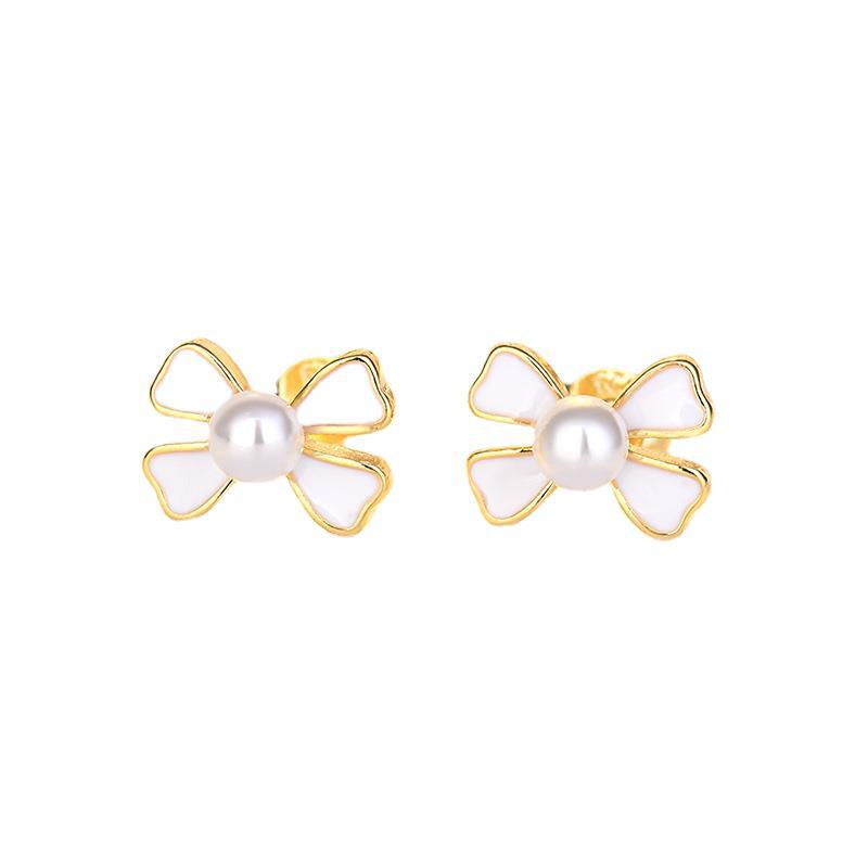 Boucles d'oreilles Petites Cœur pour Filles Simples Amour Nœud Boucles d'oreilles Perle Boucles d'oreilles Tendance