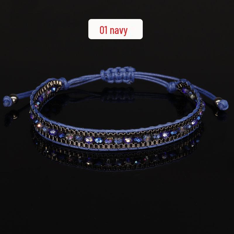 Bohemian Handmade Woven Crystal Beaded Friendship Bracelet for Women