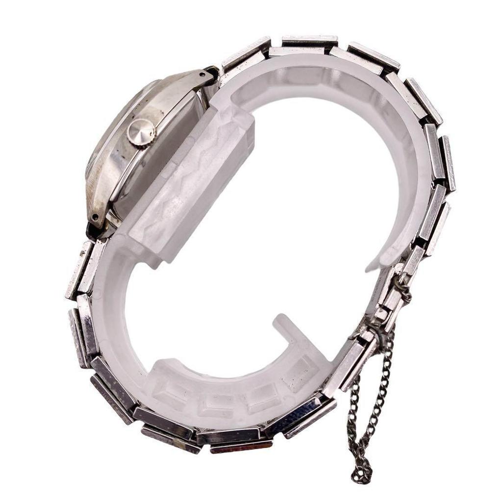 [USED] SEIKO Date Square Rubber Strap Silver Women's Watch 1212