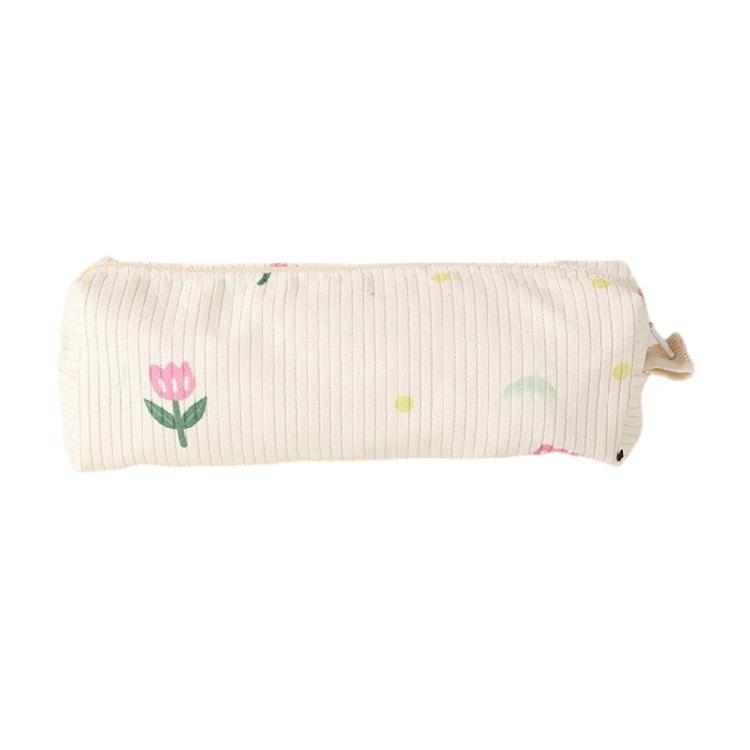 Corduroy Pencil Pouches Flower Print Pen Pouches Zippered Pencil Case for Student Teen School