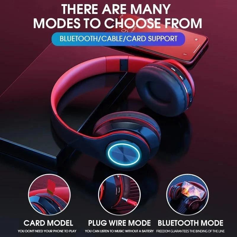 Casque sans fil Bluetooth 5.0 avec micro Casque supra-auriculaire Écouteurs son stéréo Écouteurs de sport Gaming Pliable
