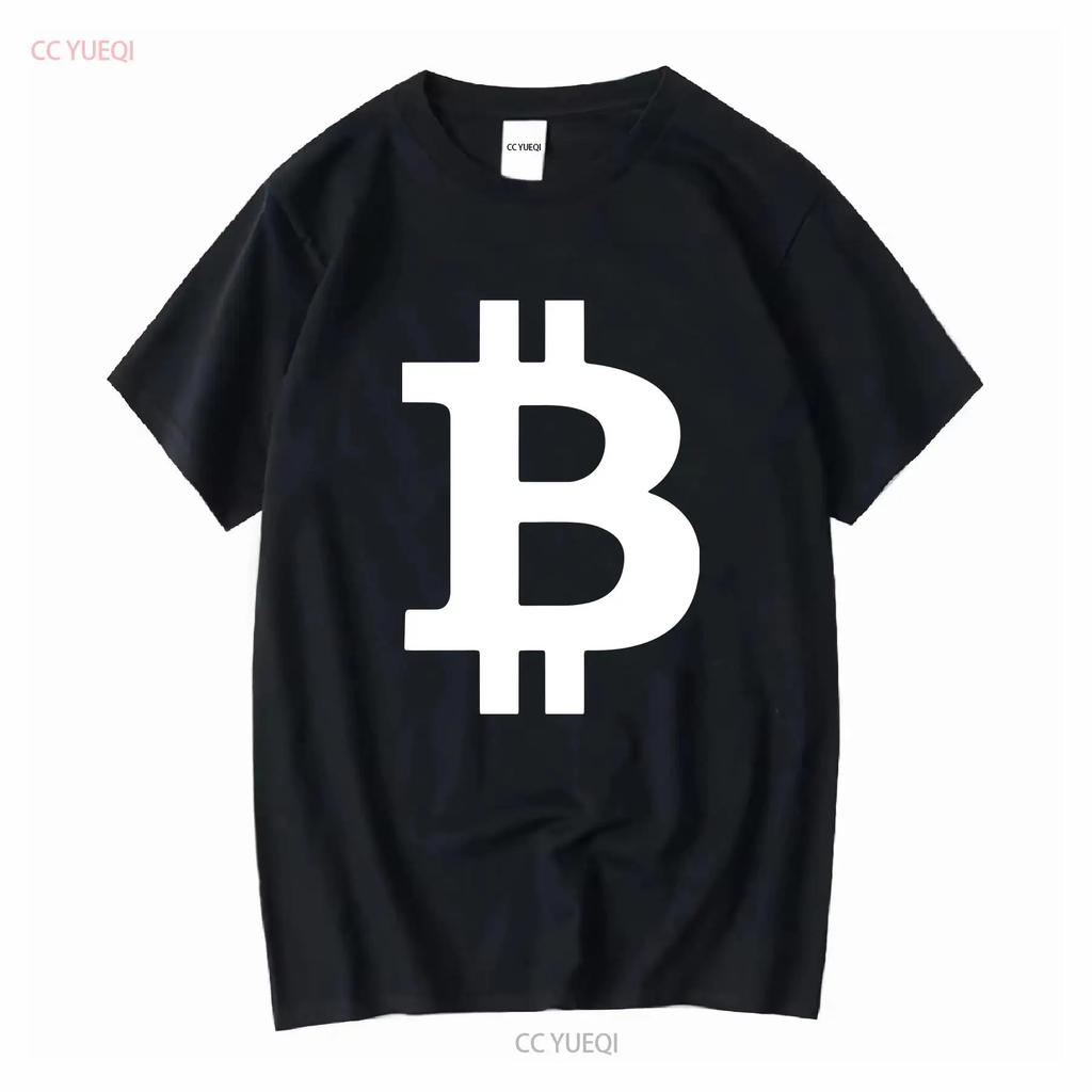 Bitcoin Logo T Shirt long or short sleeves vintage Washed homme Breathable Stretched Versatile Casual Slightly graphic