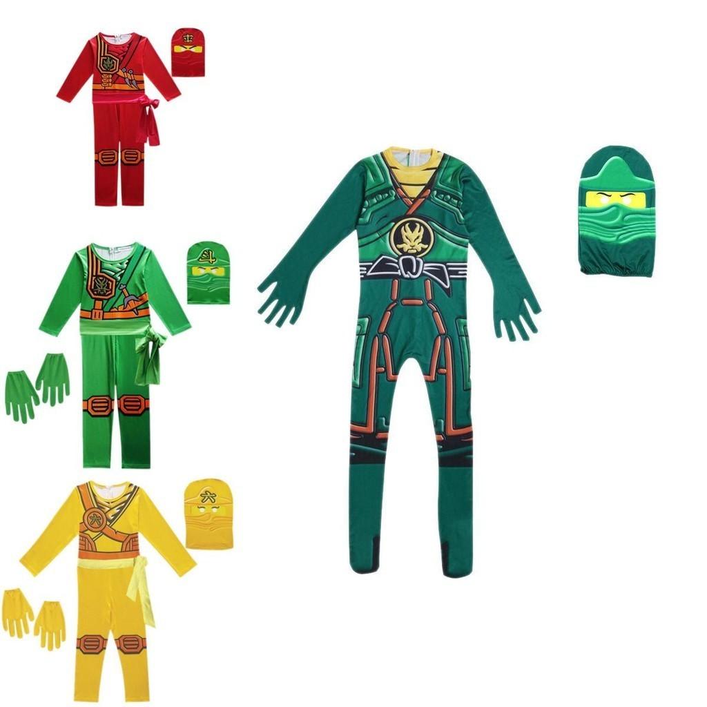 Cool Ninjago Inspired Kids Cosplay Party Clothes Set With Glove Hat And Jumpsuit