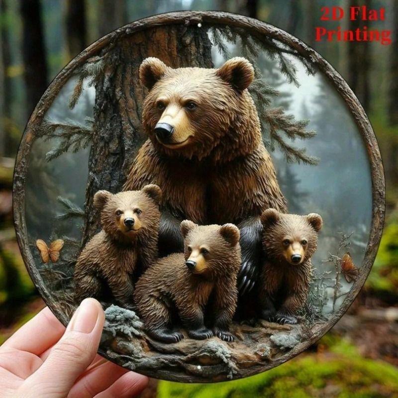 Metal Poster Retro Panda 8x8 Inch Wall Art for Kitchen
