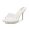 New summer fashion car model catwalk transparent crystal heel high heels women