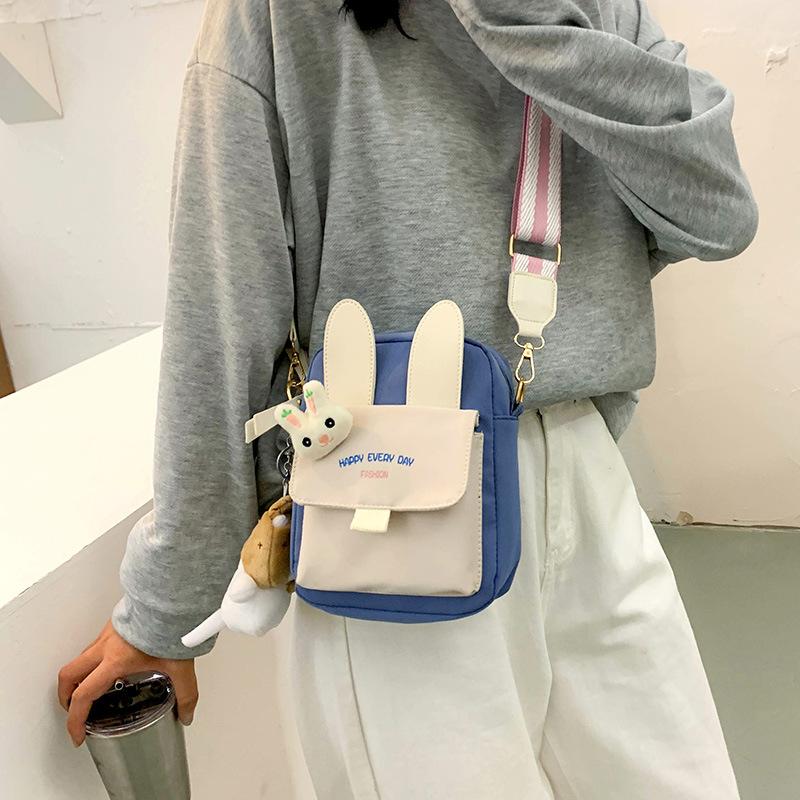 Cute Canvas Bag Female Personality Cartoon Student One-shoulder Cloth Bag Trendy Ins Versatile Crossbody Bag