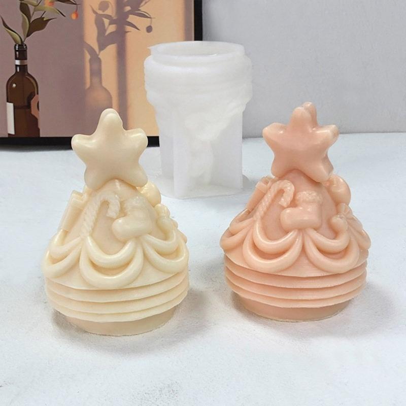 Christmas Tree Shaped Silicone Molds for Candle Soap Plaster Decoration, Fondant Silicone Molds for Chocolate Cake