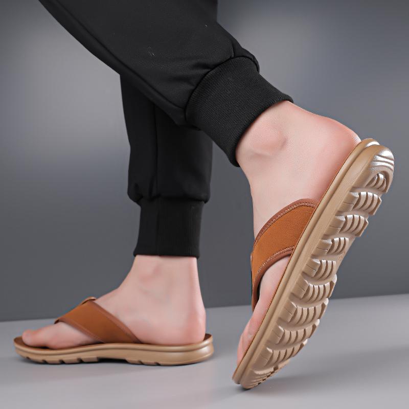 Tongs Légères pour Homme Tissu Premium Semelle de Massage Anti-Glisse Semelle Durable Chaussures d'Été Mode pour Toutes les Occasions