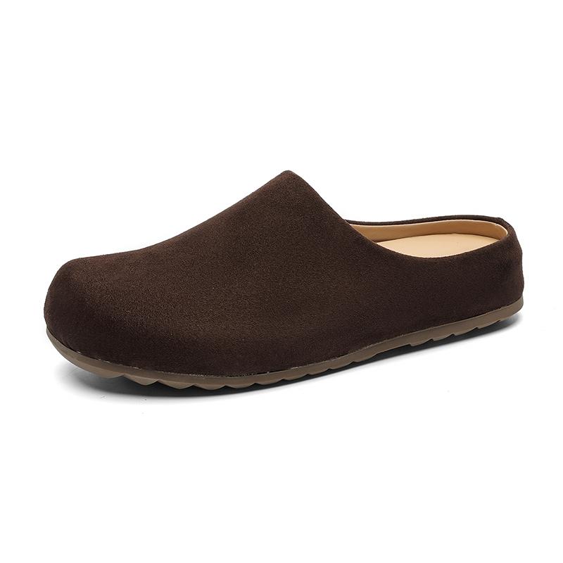 Plus Size 45 46 Mules Man Slip On Flats Half Shoes for Men Open-back Flat Sneakers Casual Shoes Suede Leather Slide Sandals 2026