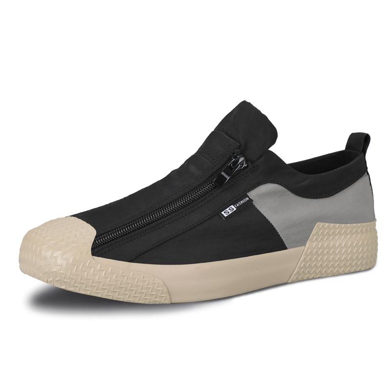 Holfredterse Newest Mens Vulcanize High Quality Casual Flat Canvas Breathable Sneakers Zip Shoes Espadrilles Skateboard Shoes 20846