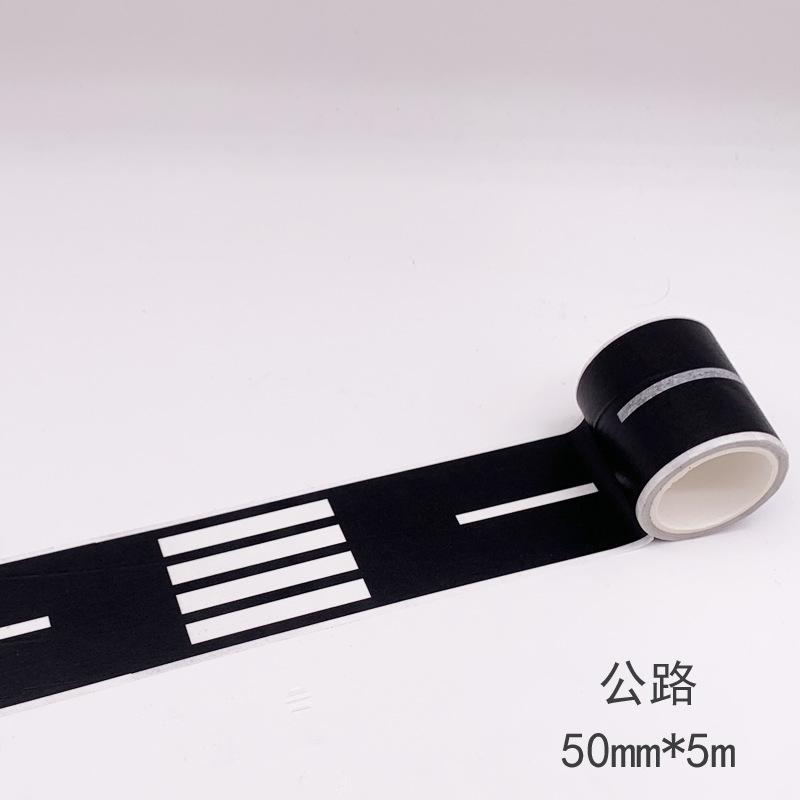 Cartoon style reusable road stickers, black polyurethane road tape, suitable for party racing decoration