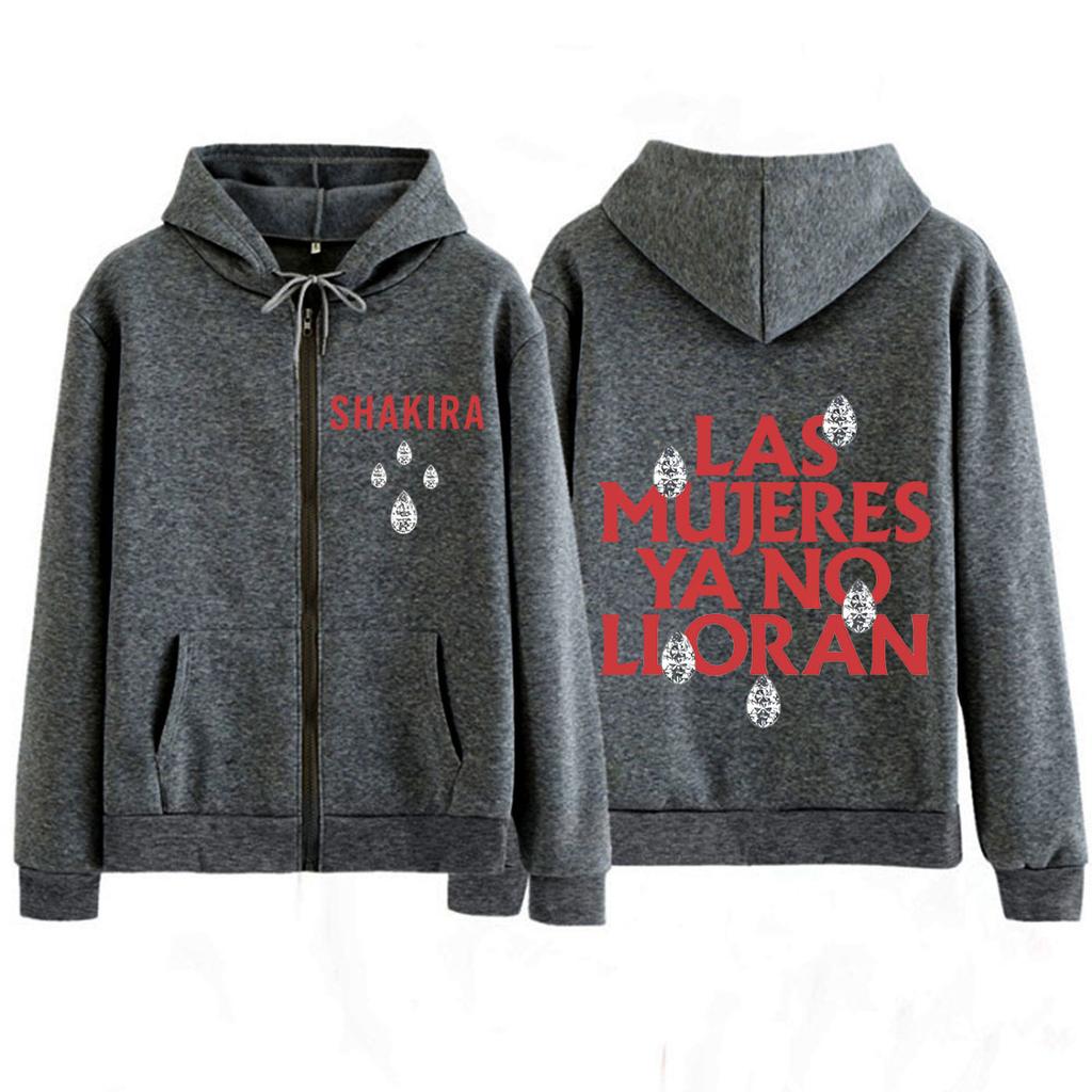 Shakira Las Mujeres Ya No Lloran Album Tour Print Zipper Hoodie Men Women Fashion Loose Casual Zip Up Jacket Streetwear Top