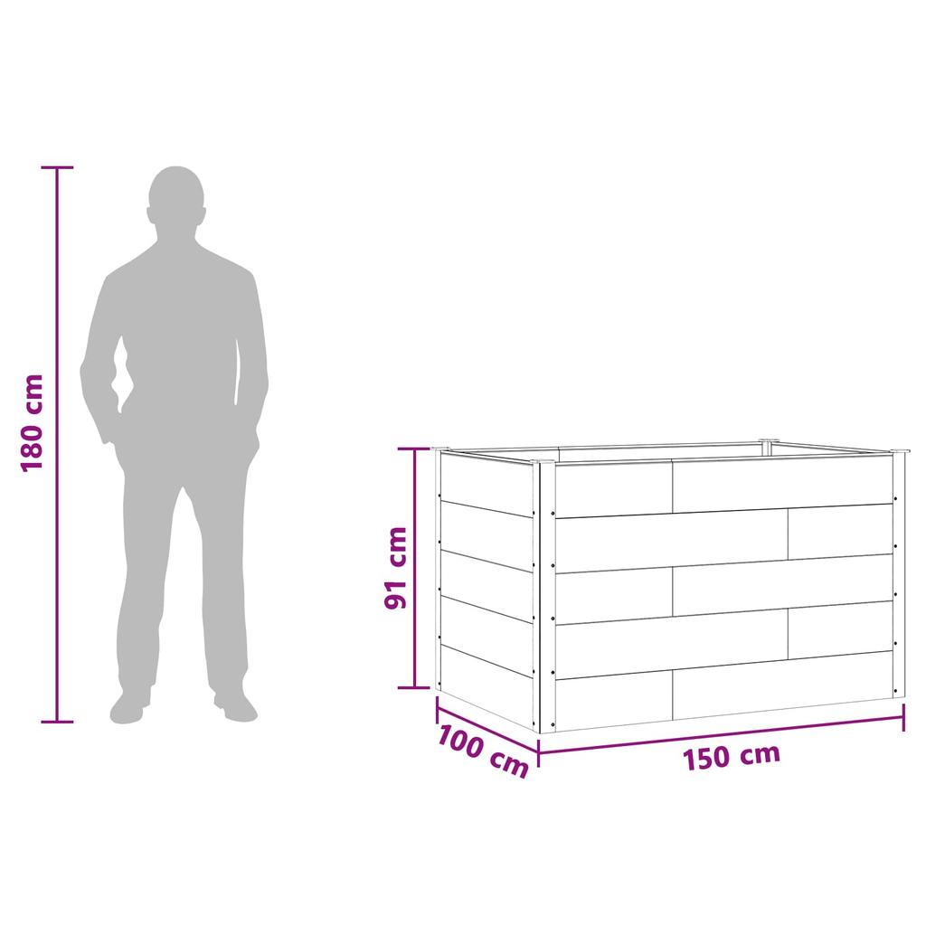 Raised Garden Bed Black 150 X 100 X 91 Cm