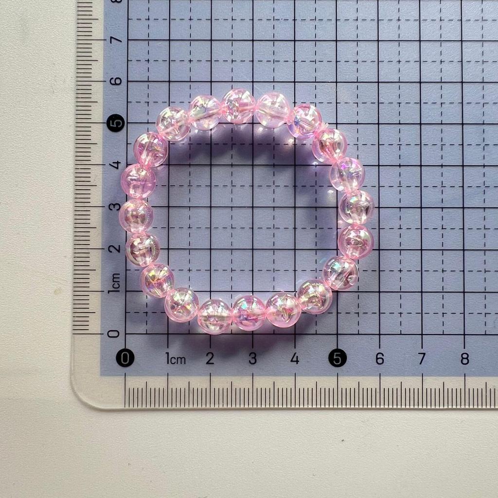Girls' Iridescent AB Color Beaded Bracelet - Fresh Style, 8mm Beads, Versatile Accessory for Students