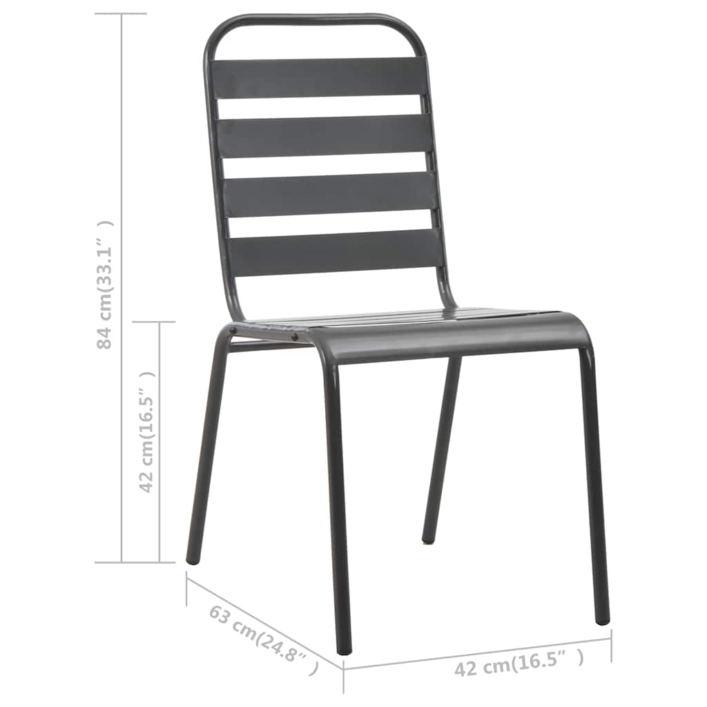 Stackable Garden Chairs 2 pcs Steel Gray