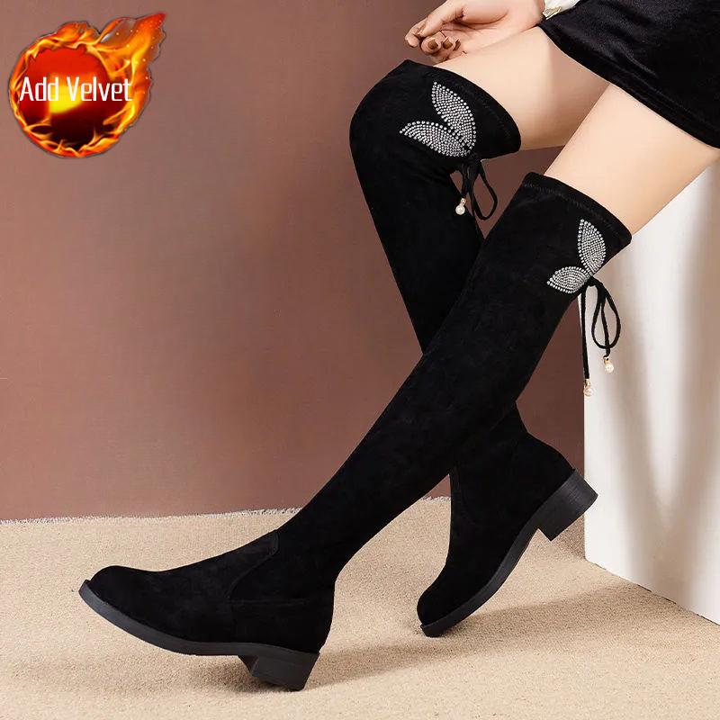 Footwear Thigh High Women's Boots Rhinestone Heels Shoes for Woman Elegant Heeled Above Over The Knee Fashion 2024 New in Sale