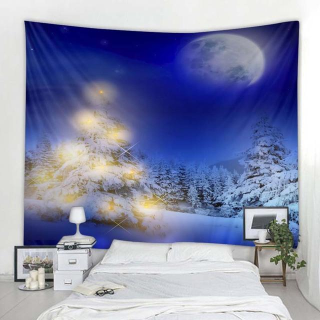 Wandteppich mit Weihnachtsschneeszene, Weihnachtsmann, Geschenk, Weihnachtsbaum, Wandbehang, Zimmer, Schlafzimmer, Schlafsaal, Ästhetik, Heimdekoration
