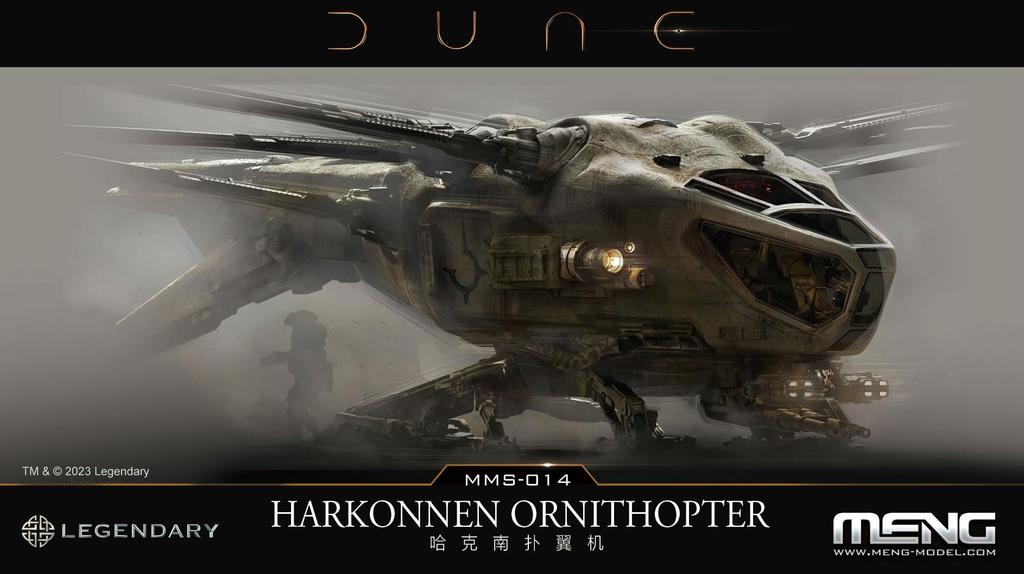 Mon Model Dune: Sand Planet Harkonnen Ornithopter Non-Scale Plastic Model Kit, Approx. 88mm In Length, MMMS014