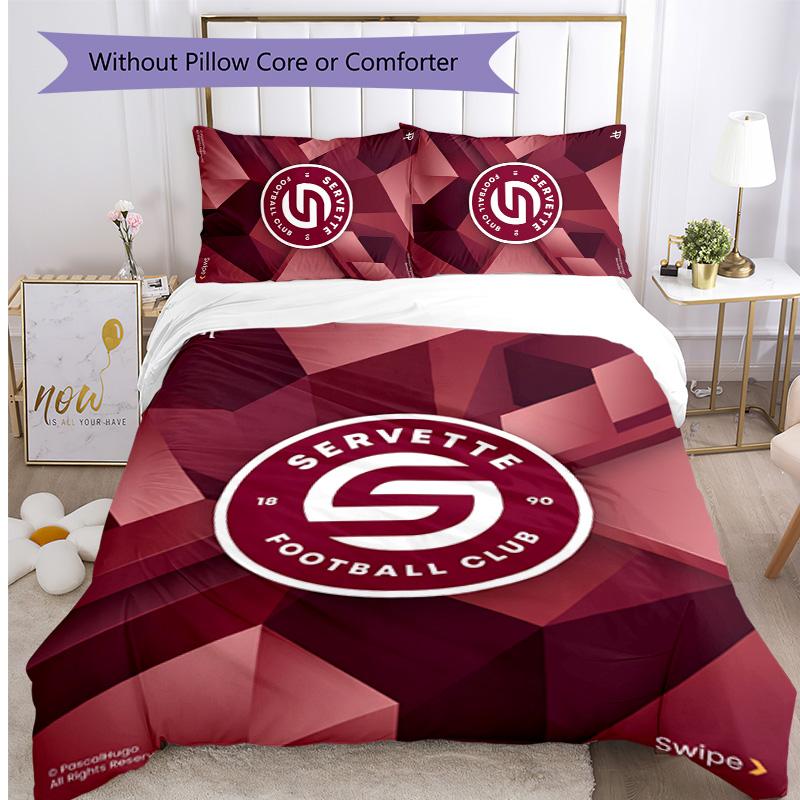 Set Biancheria da Letto 3 Pezzi Stampato Servette FC Traspirante Copripiumino con Federe Biancheria da Letto Decorativa per Camera da Letto Casa