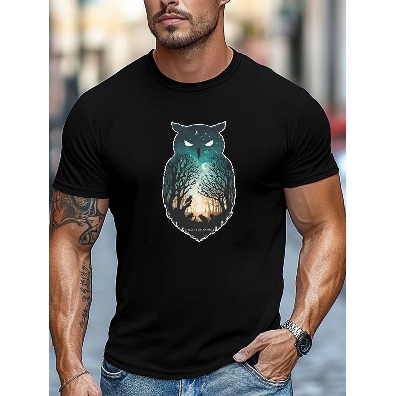 T-shirt da uomo taglia europea, semplice e pulita, moda minimalista, con il design NIGHT'S GUARDIANS, una maglietta a maniche corte con girocollo per l'estate